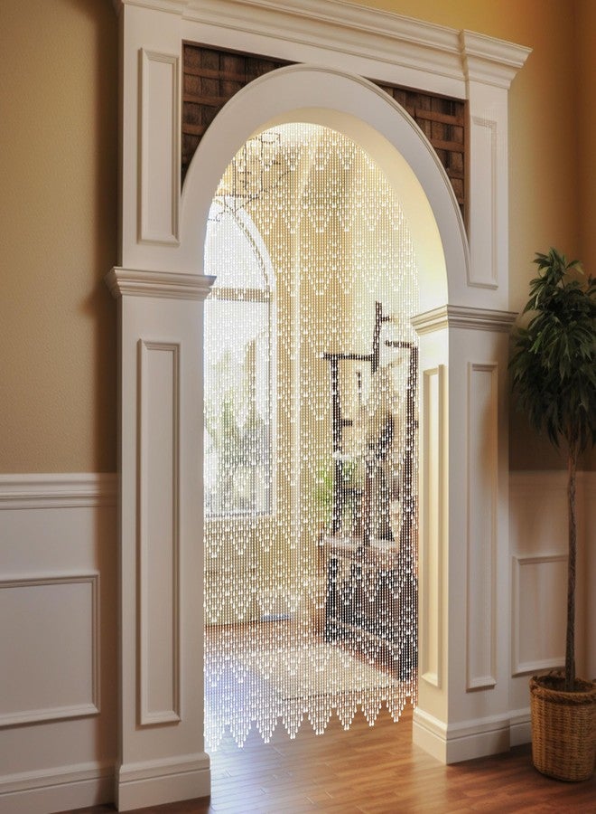 GeeComfy Crystal Beaded Curtain 35.5 x 79 Inches 81 Strands Acrylic Hanging Door Beads String Curtain Room Divider for Doorway Window Living Room Bedroom Decor, Wave Pattern - White - Image 3